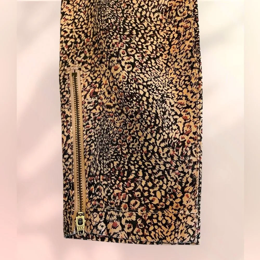 Free People | Joie Park skinny cargo jeans black & pink animal print NWT size 27 - Picture 10 of 11